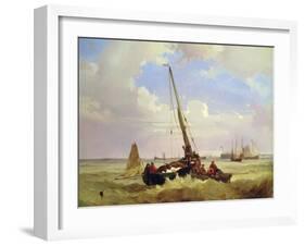 Fishing vessels off Calais, 19th century-Alexandre T. Francia-Framed Giclee Print