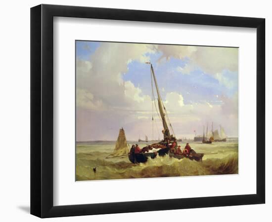 Fishing vessels off Calais, 19th century-Alexandre T. Francia-Framed Premium Giclee Print