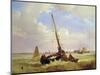 Fishing vessels off Calais, 19th century-Alexandre T. Francia-Mounted Premium Giclee Print