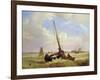 Fishing vessels off Calais, 19th century-Alexandre T. Francia-Framed Giclee Print