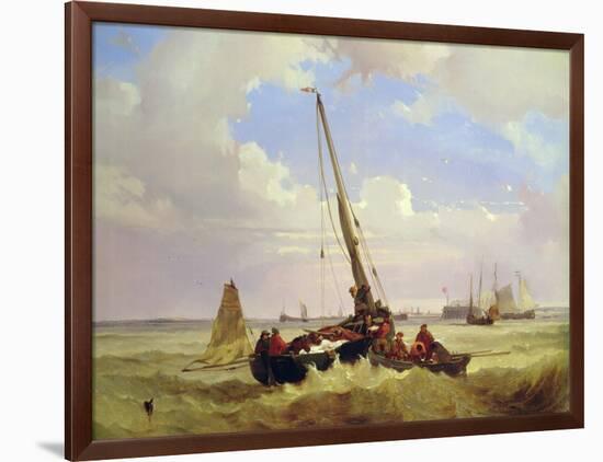 Fishing vessels off Calais, 19th century-Alexandre T. Francia-Framed Giclee Print