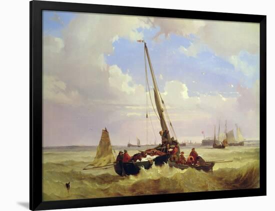 Fishing vessels off Calais, 19th century-Alexandre T. Francia-Framed Giclee Print