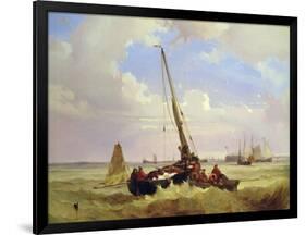Fishing vessels off Calais, 19th century-Alexandre T. Francia-Framed Giclee Print
