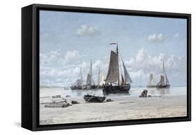 Fishing vessels on the beach, Zandvoort-Hendrik Hulk-Framed Stretched Canvas