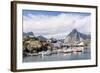 Fishing Village and Harbour Framed by Peaks and Sea, Hamnoy, Moskenes-Roberto Moiola-Framed Photographic Print