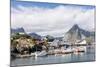 Fishing Village and Harbour Framed by Peaks and Sea, Hamnoy, Moskenes-Roberto Moiola-Mounted Photographic Print