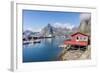 Fishing Village and Harbour Framed by Peaks and Sea, Hamnoy, Moskenes-Roberto Moiola-Framed Photographic Print