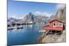 Fishing Village and Harbour Framed by Peaks and Sea, Hamnoy, Moskenes-Roberto Moiola-Mounted Photographic Print