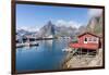 Fishing Village and Harbour Framed by Peaks and Sea, Hamnoy, Moskenes-Roberto Moiola-Framed Photographic Print