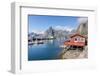 Fishing Village and Harbour Framed by Peaks and Sea, Hamnoy, Moskenes-Roberto Moiola-Framed Photographic Print