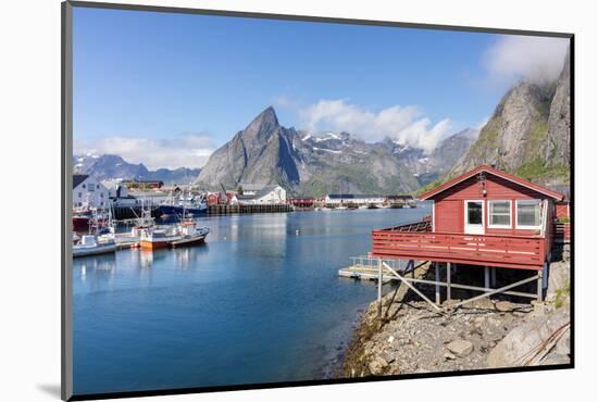 Fishing Village and Harbour Framed by Peaks and Sea, Hamnoy, Moskenes-Roberto Moiola-Mounted Photographic Print