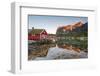 Fishing Village and Peaks Reflected in Water under Midnight Sun, Reine, Nordland County-Roberto Moiola-Framed Photographic Print