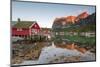 Fishing Village and Peaks Reflected in Water under Midnight Sun, Reine, Nordland County-Roberto Moiola-Mounted Photographic Print
