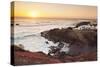 Fishing village El Golfo at sunset, Lanzarote, Canary Islands, Spain, Atlantic, Europe-Markus Lange-Stretched Canvas