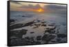 Fishing village Ericeira. Sunset at beach. Portugal-Martin Zwick-Framed Stretched Canvas