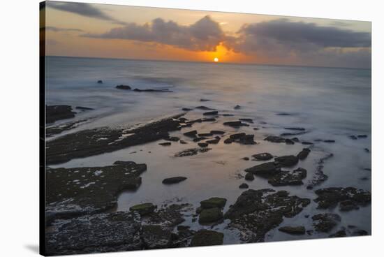 Fishing village Ericeira. Sunset at beach. Portugal-Martin Zwick-Stretched Canvas