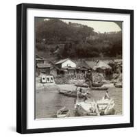 Fishing Village of Obatake on the Inland Sea, Looking North to the Terraced Rice Fields, Japan-Underwood & Underwood-Framed Photographic Print