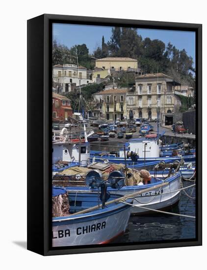 Fishing Village of Santa Maria La Scala, Sicily, Italy, Mediterranean-Sheila Terry-Framed Stretched Canvas