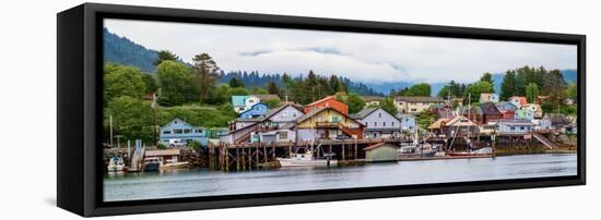 Fishing village on lakeshore, Sitka, Southeast Alaska, Alaska, USA-null-Framed Stretched Canvas