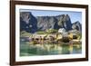 Fishing village on Reinefjorden, Saknesoya, Lofoten Islands-Tony Waltham-Framed Photographic Print