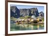 Fishing village on Reinefjorden, Saknesoya, Lofoten Islands-Tony Waltham-Framed Photographic Print