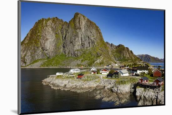 Fishing village on strandflat of Hamnoy, Reinefjorden Islands, Lofoten-Tony Waltham-Mounted Photographic Print