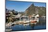 Fishing village on strandflat of Hamnoy, Reinefjorden Islands, Lofoten-Tony Waltham-Mounted Photographic Print