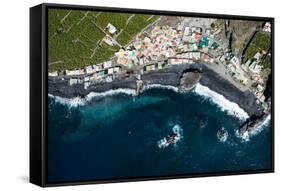 Fishing Village Playa Bombilla, La Palma, Aerial Picture, Canary Islands, Spain-Frank Fleischmann-Framed Stretched Canvas