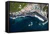 Fishing Village Playa Bombilla, La Palma, Aerial Picture, Canary Islands, Spain-Frank Fleischmann-Framed Stretched Canvas