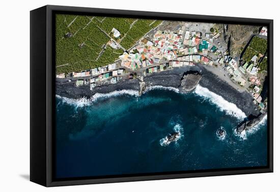 Fishing Village Playa Bombilla, La Palma, Aerial Picture, Canary Islands, Spain-Frank Fleischmann-Framed Stretched Canvas