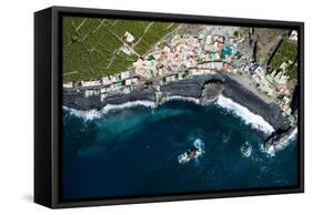 Fishing Village Playa Bombilla, La Palma, Aerial Picture, Canary Islands, Spain-Frank Fleischmann-Framed Stretched Canvas