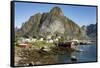 Fishing vllages on Reinefjorden, Andoya, Lofoten-Tony Waltham-Framed Stretched Canvas