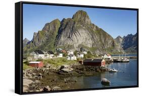 Fishing vllages on Reinefjorden, Andoya, Lofoten-Tony Waltham-Framed Stretched Canvas