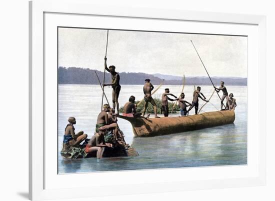 Fishing with a Bow, Andaman and Nicobar Islands, Indian Ocean, C1890-Gillot-Framed Giclee Print