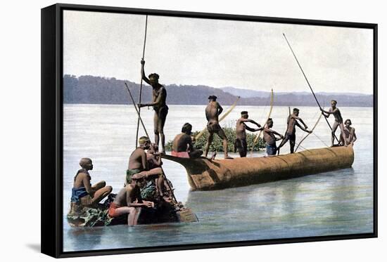 Fishing with a Bow, Andaman and Nicobar Islands, Indian Ocean, C1890-Gillot-Framed Stretched Canvas
