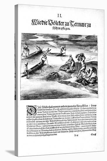 Fishing with Indians, 1606-Theodore de Bry-Stretched Canvas