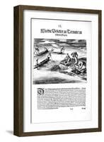 Fishing with Indians, 1606-Theodore de Bry-Framed Giclee Print