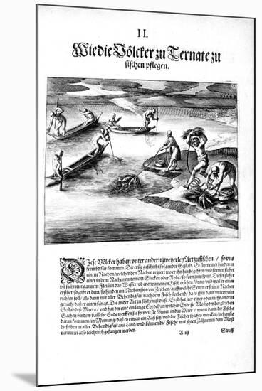 Fishing with Indians, 1606-Theodore de Bry-Mounted Giclee Print