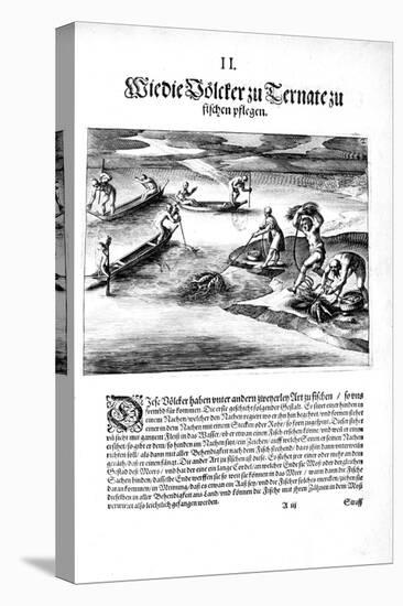 Fishing with Indians, 1606-Theodore de Bry-Stretched Canvas