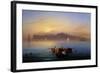 Fishing with Island of Capri in Background, Gouache, Italy, 19th Century-null-Framed Giclee Print