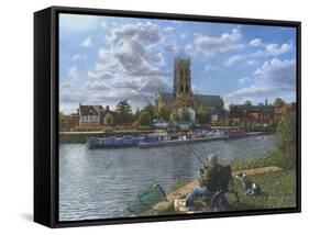 Fishing with Oscar - Doncaster Minster-Richard Harpum-Framed Stretched Canvas