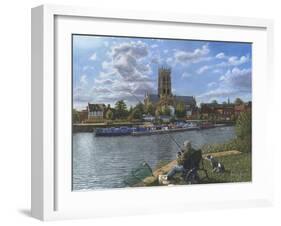 Fishing with Oscar - Doncaster Minster-Richard Harpum-Framed Art Print