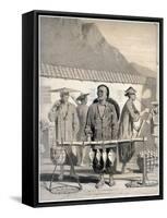 Fishmongers, Victoria Street, Hong Kong, China, 19th Century-M & N Hanhart-Framed Stretched Canvas