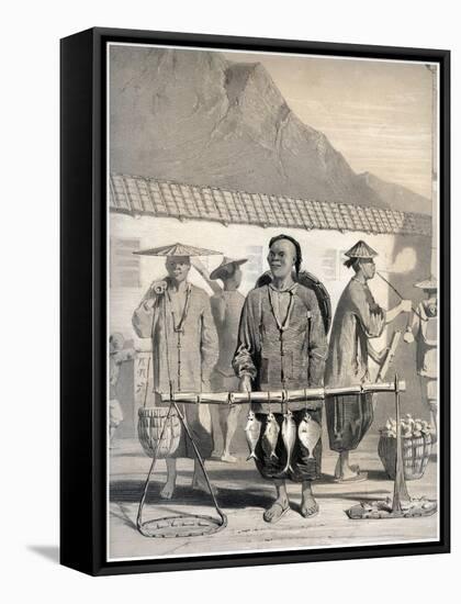 Fishmongers, Victoria Street, Hong Kong, China, 19th Century-M & N Hanhart-Framed Stretched Canvas