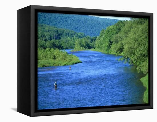 Fishs Eddy Stream, Man Fly Fishing-Barry Winiker-Framed Stretched Canvas