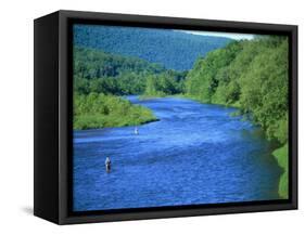 Fishs Eddy Stream, Man Fly Fishing-Barry Winiker-Framed Stretched Canvas