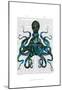 Fishy Blue Octopus-Fab Funky-Mounted Art Print