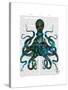 Fishy Blue Octopus-Fab Funky-Stretched Canvas