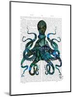 Fishy Blue Octopus-Fab Funky-Mounted Art Print
