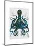 Fishy Blue Octopus-Fab Funky-Mounted Art Print